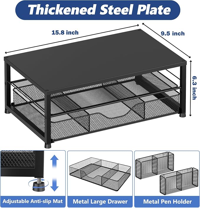 OPNICE Desk Organizer and Accessories, 2-Tier Computer Monitor Stand Riser