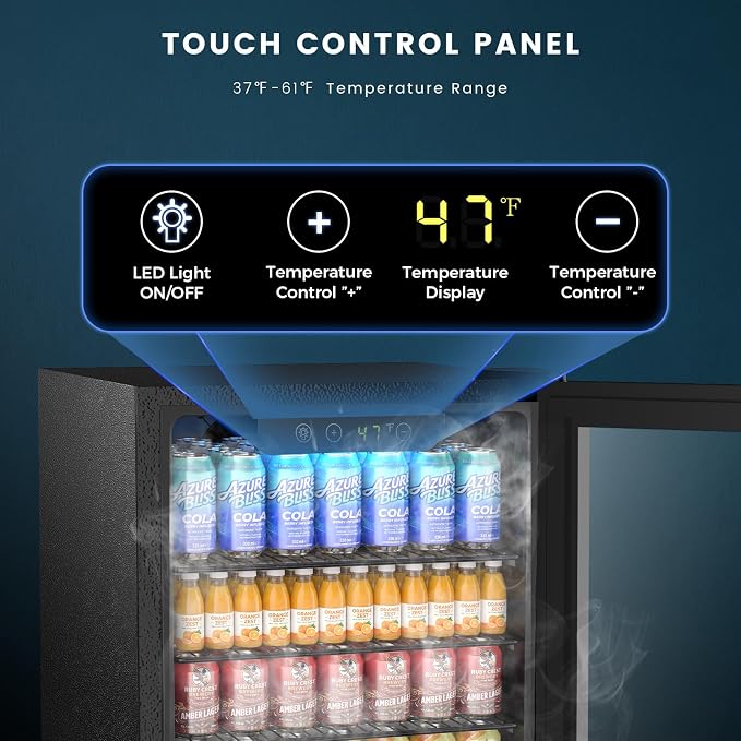 Electactic Mini Fridge 130 Can Beverage Refrigerator Cooler, 3.1 Cu.Ft Drink Fridge for Soda Wine Beer, Adjustable Temperature Control for Home Office, Black