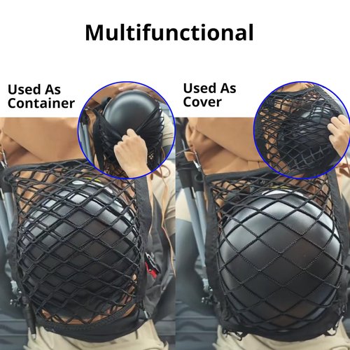 Helmet Holder for Backpack, Could be Used as Cover and Container, 4 Sides Elastic Bands, Comes with 4 Carabiners, Carrying Your Helmet in an Elegant Way