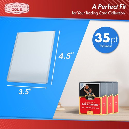 Cardboard Gold | 35pt Top Loaders for Cards - 250 Count - Premium 3x4 Inch Trading Card Protectors