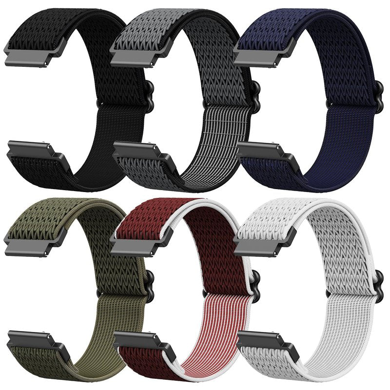 XINGMALY 6-Pack Bands for Withit Giga, Baolubao W50pro, Merryking MK70, for Soudorv Y10 Smart Watch Bands Smartwatch, Elastic Nylon Lightweight Soft Stretchable Replacement Straps Watch Men & Women