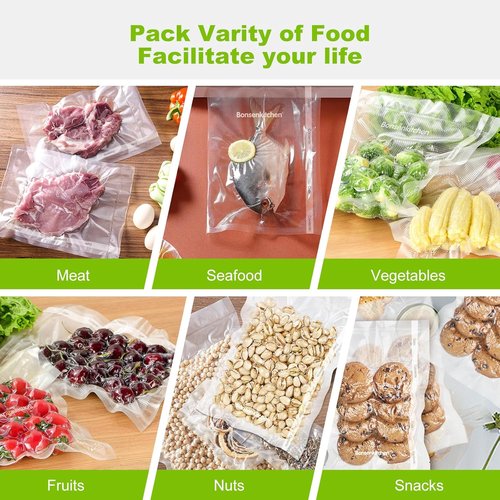Bonsenkitchen Vacuum Sealer Bags - Heavy Duty 8" x 50' Rolls, BPA-Free for Food Storage & Sous Vide Cooking