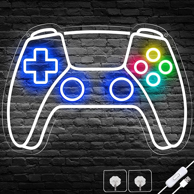 Gamer Neon Sign, Gamepad Shaped LED Neon Sign