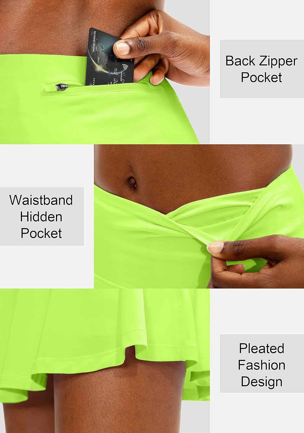 SANTINY Women's Pleated Tennis Skirt - High Waisted Athletic Golf Skorts with 4 Pockets | Casual Running Wear