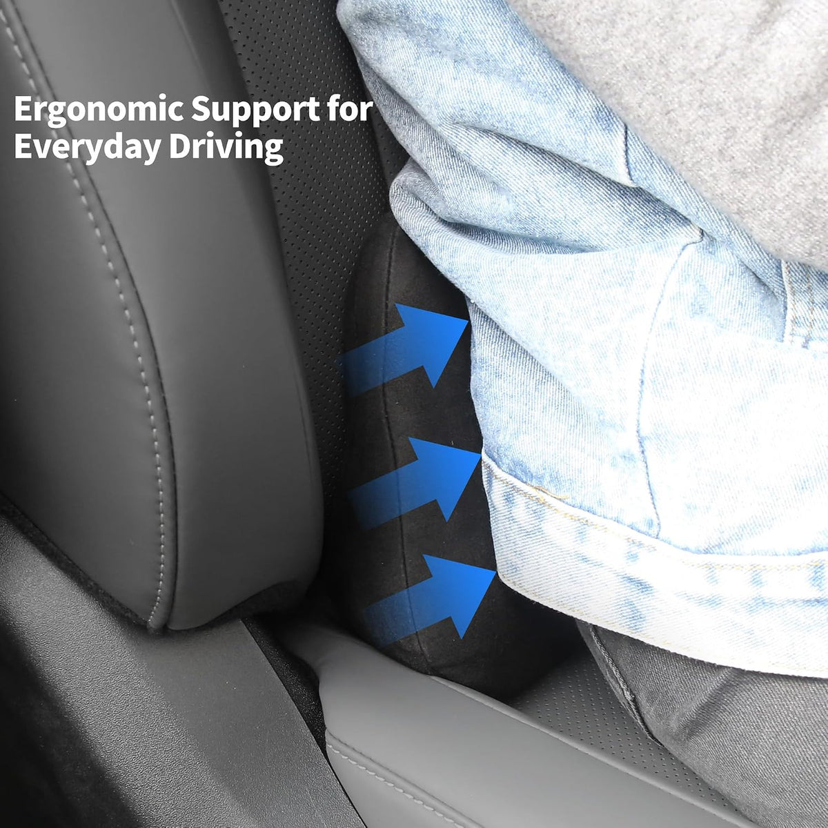 Lumbar Support Pillow for Car Lower Back Cushion, Black, 2 Packs