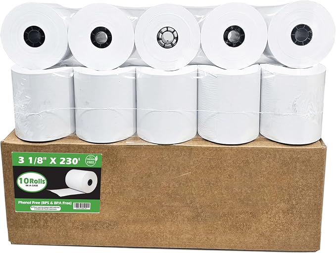 Phenol Free Thermal Paper 3 1/8 x 230 Receipt Rolls fits all Clover POS Cash