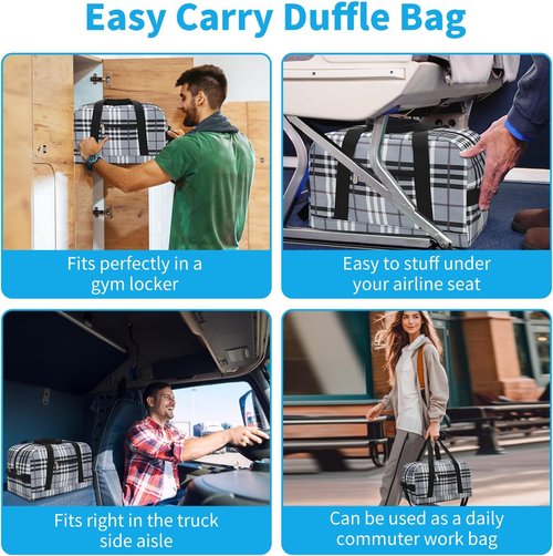 Apenze Small Gym Bag - Lightweight 14-Inch Mini Duffel for Travel & Sports - Gray White Plaid