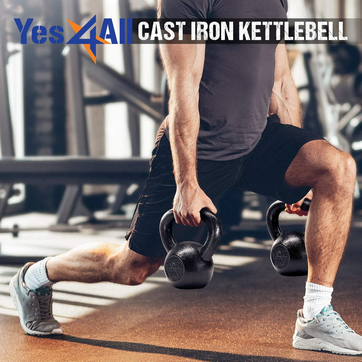 Yes4All Kettlebell Sets - Cast Iron Strength Training Kettlebells | 5-30 LB, Wide Handles & Flat Bottom for All Levels