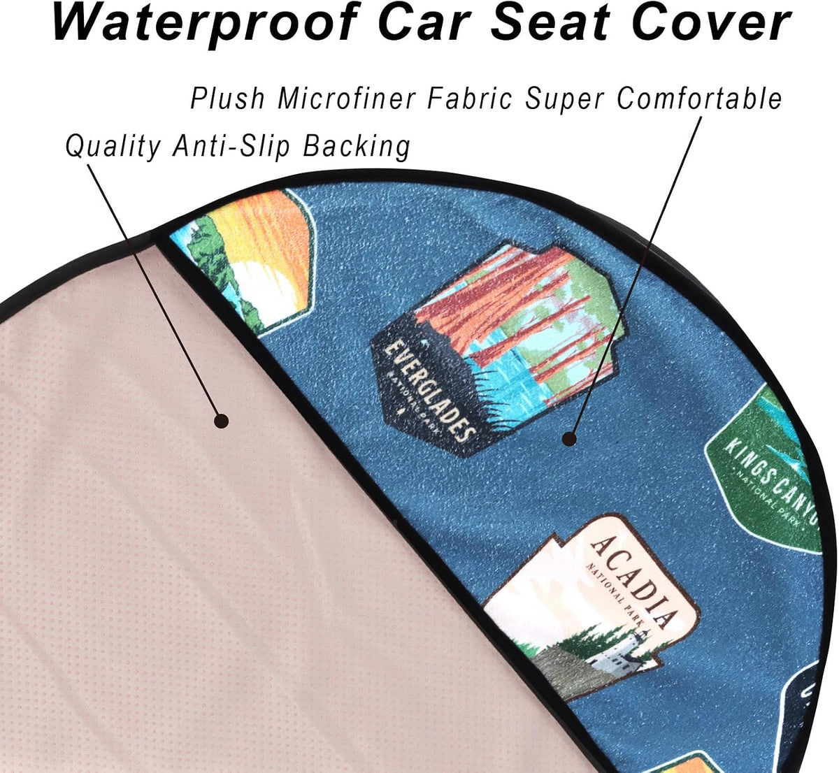 Car Seat Cover Protector Front Seats,for Gym Workout,Running,Swimming,Beach and Hiking,Waterproof Sweat Towel Bucket Seat Covers for Cars SUV Trucks (National Parks, 2Pcs)