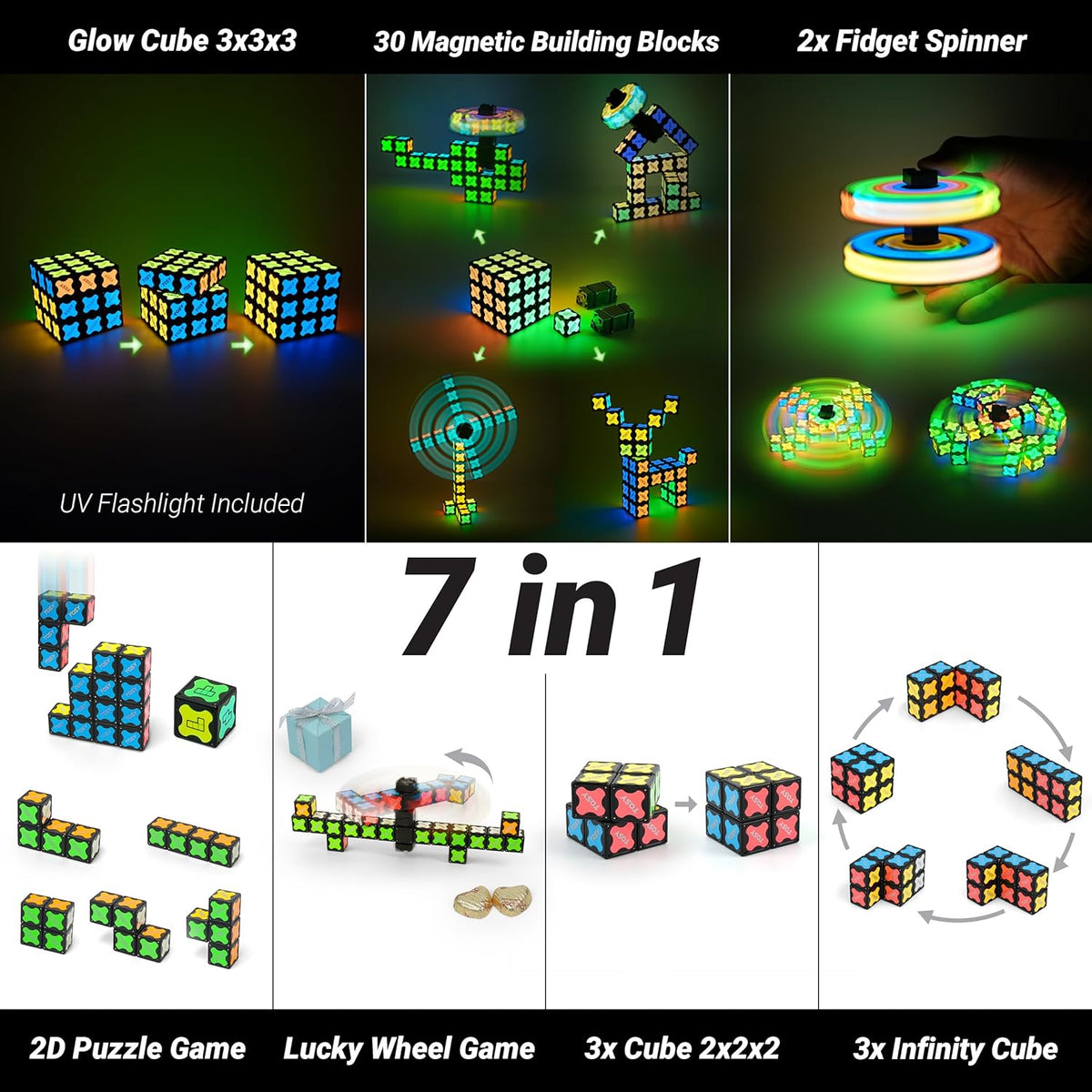 TOSY Magnet Cube 3x3 - 30 Blocks with 240 Magnets | Creative Building & Fidget Spinner Toy