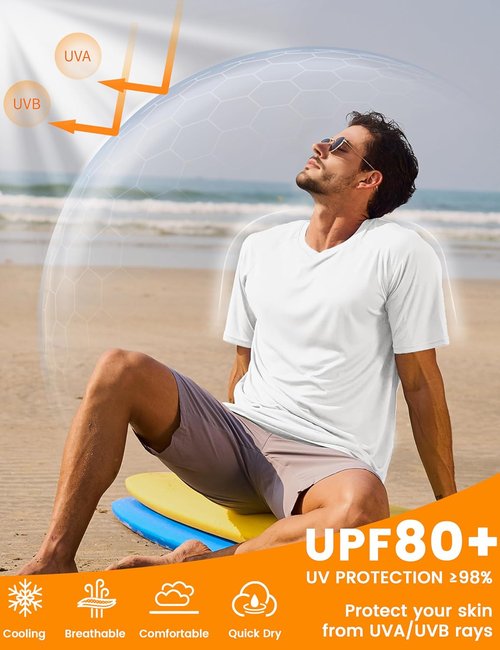 MAGCOMSEN Men's UPF 50+ Sun Protection Athletic T-Shirt - Quick Dry Hiking & Running Rash Guard