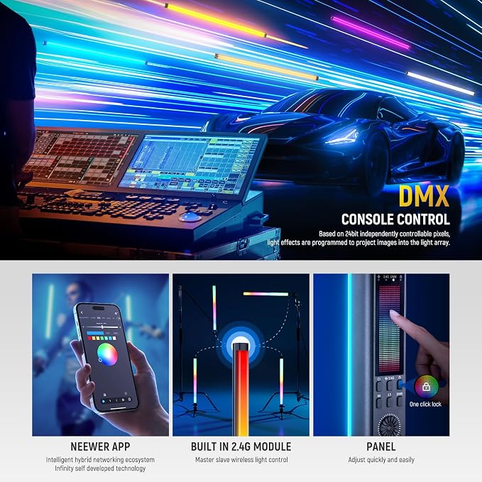 NEEWER RGB Tube Light, 30W LED Video Light RGBWW Full Color Stick Light Wand