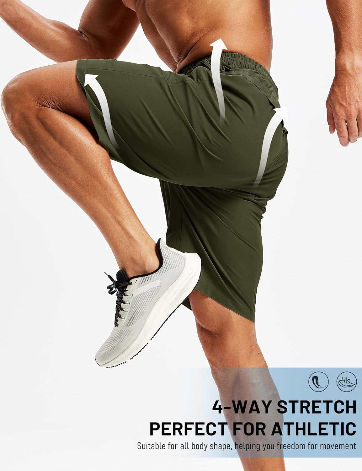 TACVASEN Men's Running Shorts - Quick Dry Lightweight Athletic Gym Shorts with 3 Zipper Pockets | 9" Length