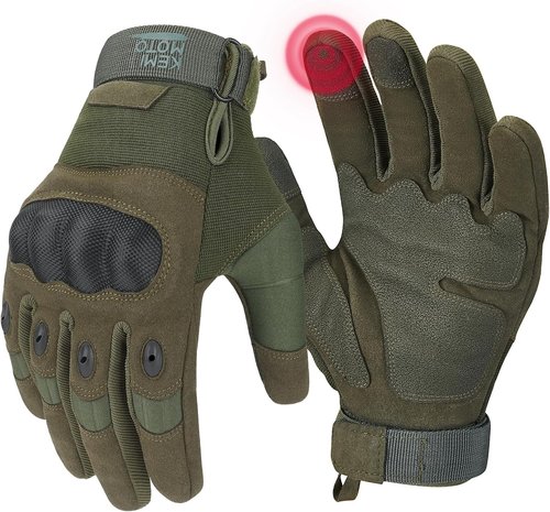 KEMIMOTO Tactical Gloves - Touchscreen Motorcycle Gloves with Hard Shell & Palm Padding | Ideal for Sports & Outdoor Activities