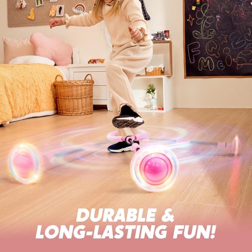JOYIN Pink Ankle Skip Ball - Flashing Lights Indoor & Outdoor Toy for Kids 3+ | Foldable Sports Gift