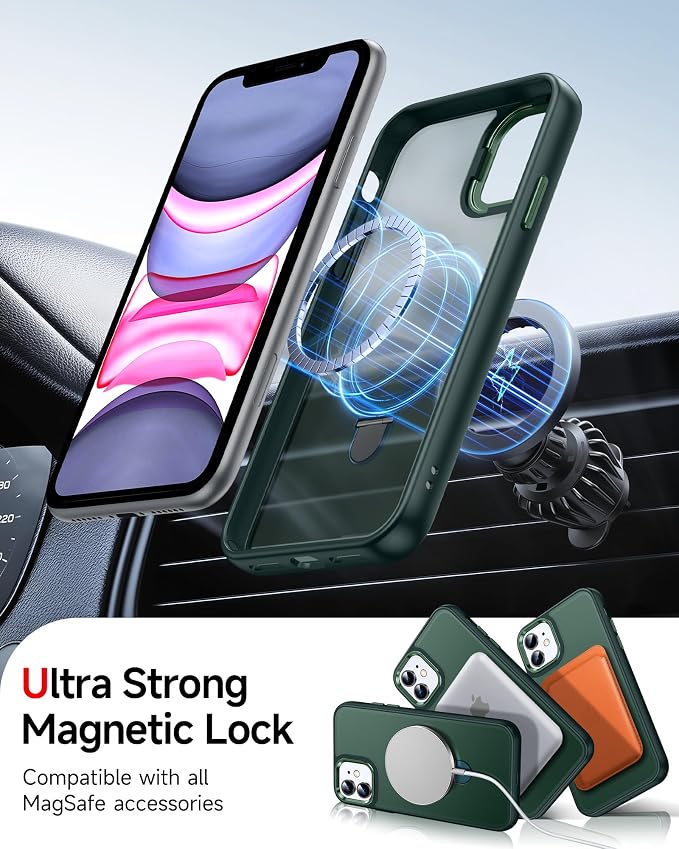LeYi for iPhone-11 Cases with Kickstand Green for Magsafe Cover Funda para