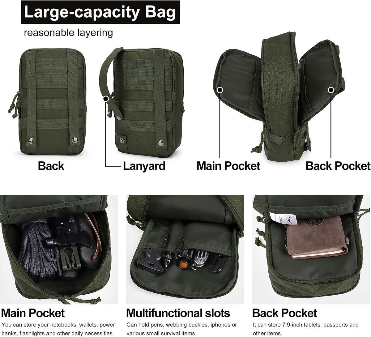 Mardingtop Molle Tactical Utility Pouch, EDC Admin Pouch Bag, Molle Attachment Military Modular Attachment