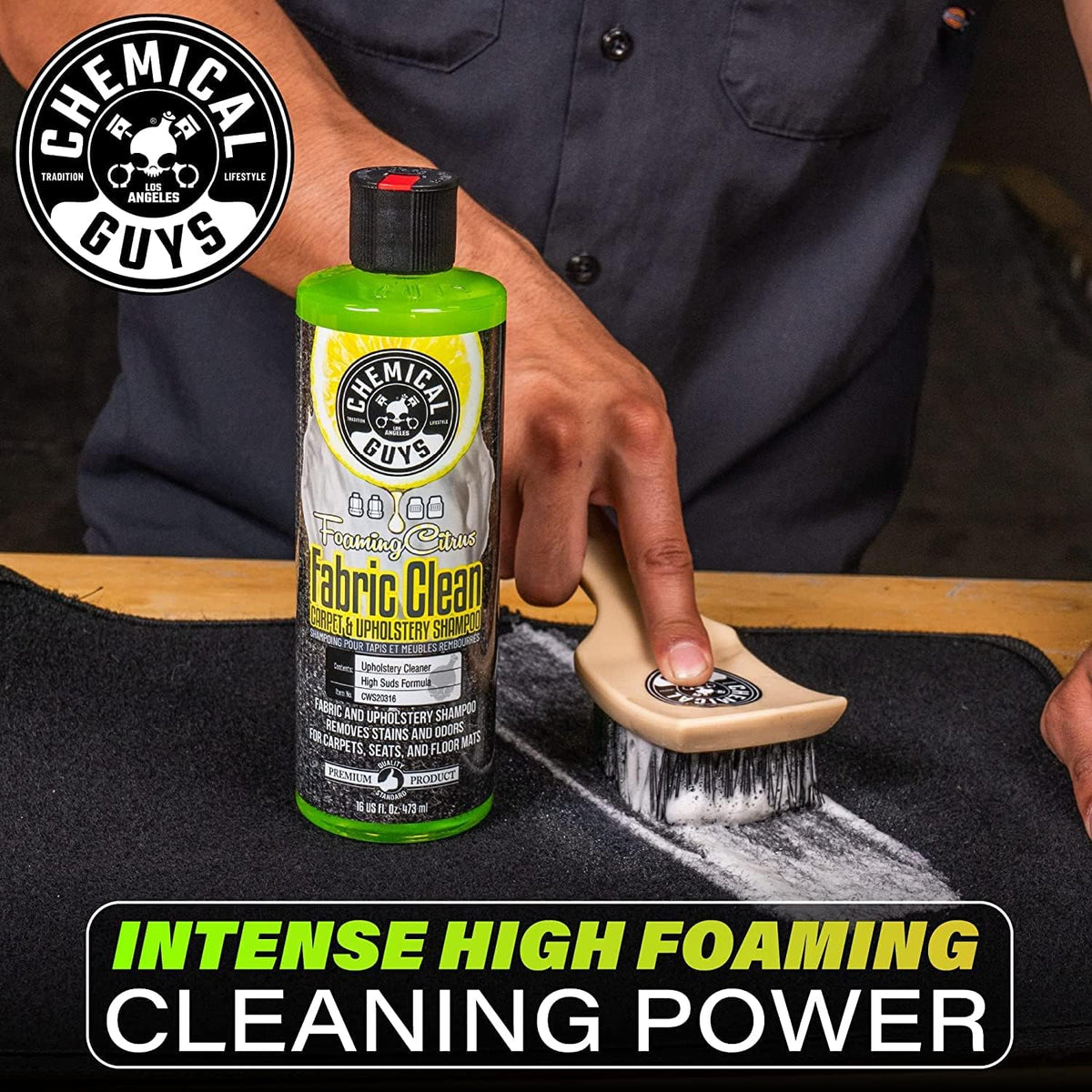 Chemical Guys CWS2031602 Foaming Citrus Fabric Clean Carpet & Upholstery Shampoo & Odor Eliminator (Car Carpets, Seats & Floor Mats), Safe for Cars, Home, Office, & More , 16 fl oz, 2 Pack