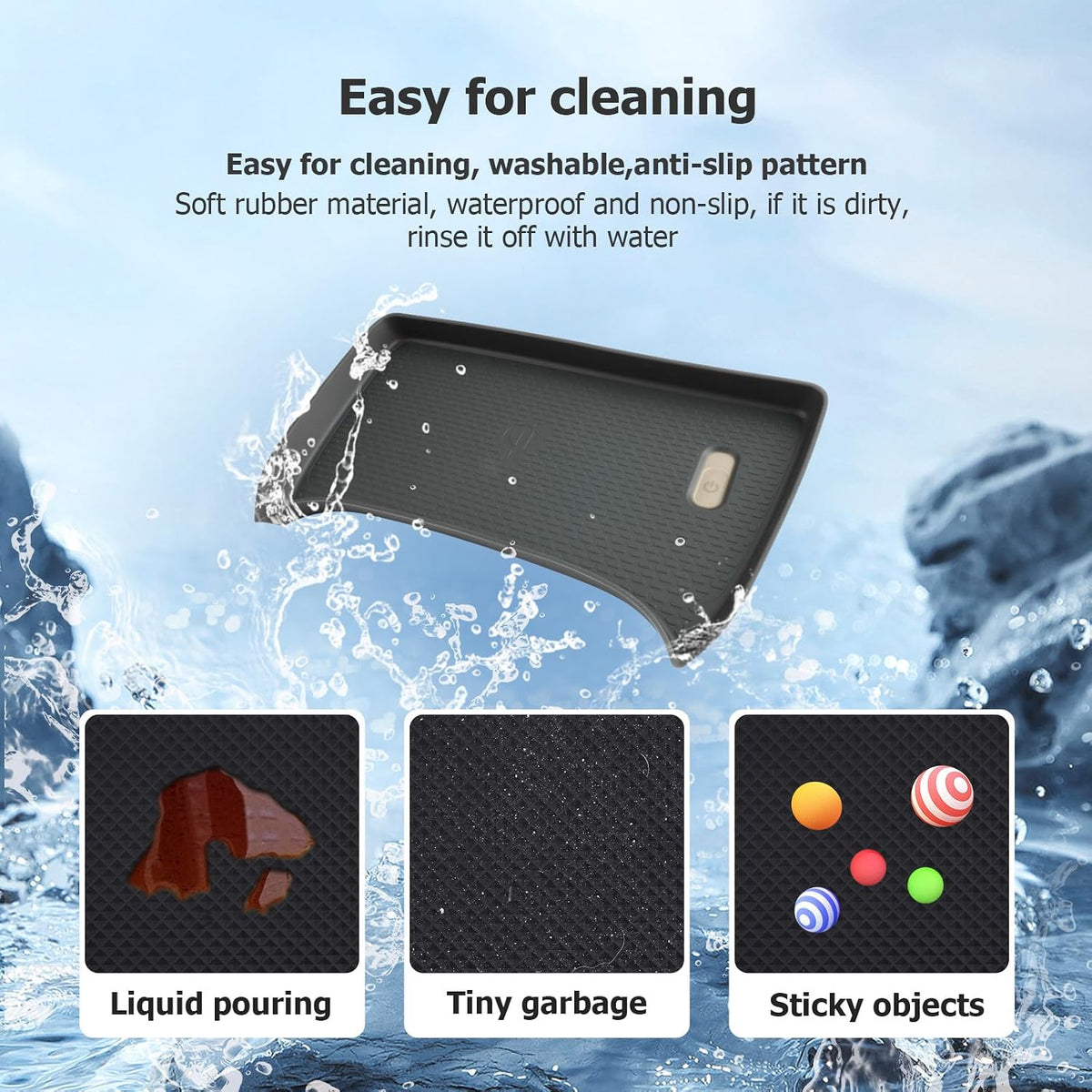 LUWU 2026 Crosstrek Wireless Charging Anti-Slip Mat Compatible with 2024 2025 2026 Crosstrek Accessories Silicone Protective Pad Liner Protective Pad Center Console Phone Charger Liner Mat Black