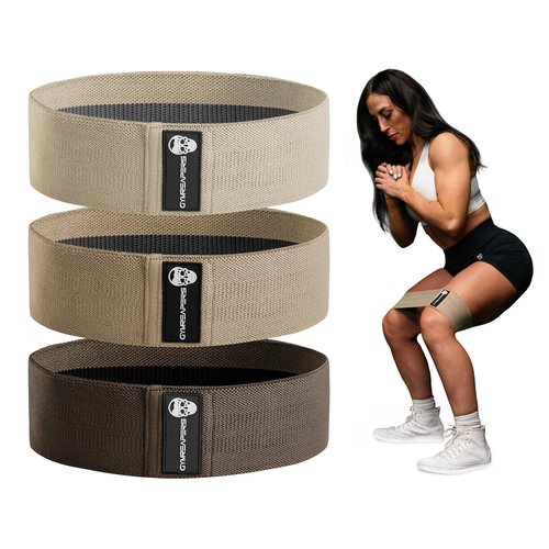 Gymreapers Hip Bands for Booty Workouts | Non Slip Fabric Band Set with 3 Levels - Resistance Bands for Legs & Hip - for Men & Women (Nude)