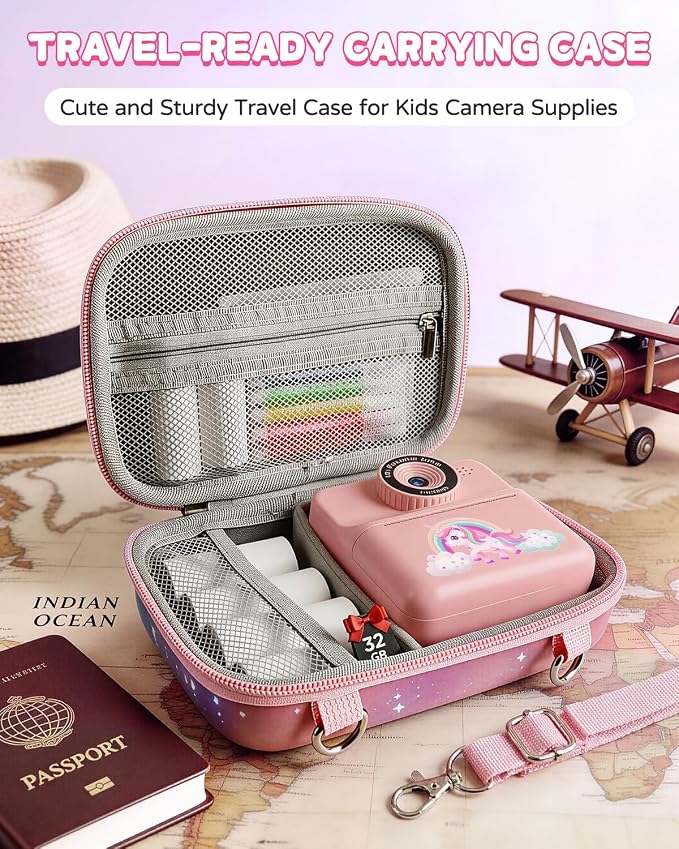 Kids Camera Instant Print with Carrying Case, Digital Selfie Camera with 6
