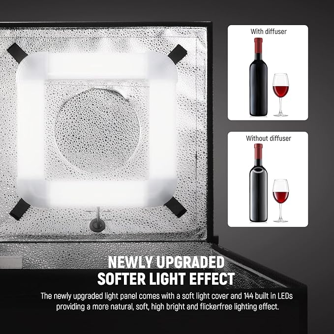 NEEWER 40CM Upgraded Photo Studio Light Box, 4 Backdrops, 5600K 144 LEDs