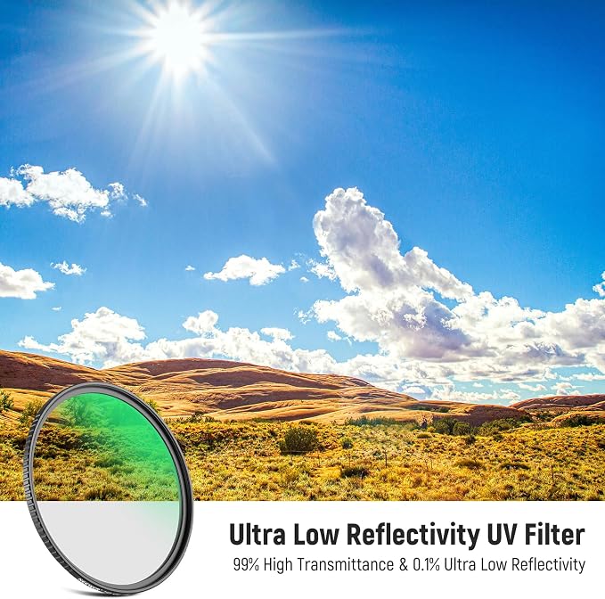 NEEWER 55mm Ultra Low Reflectivity UV Lens Filter, UV Protection Filter