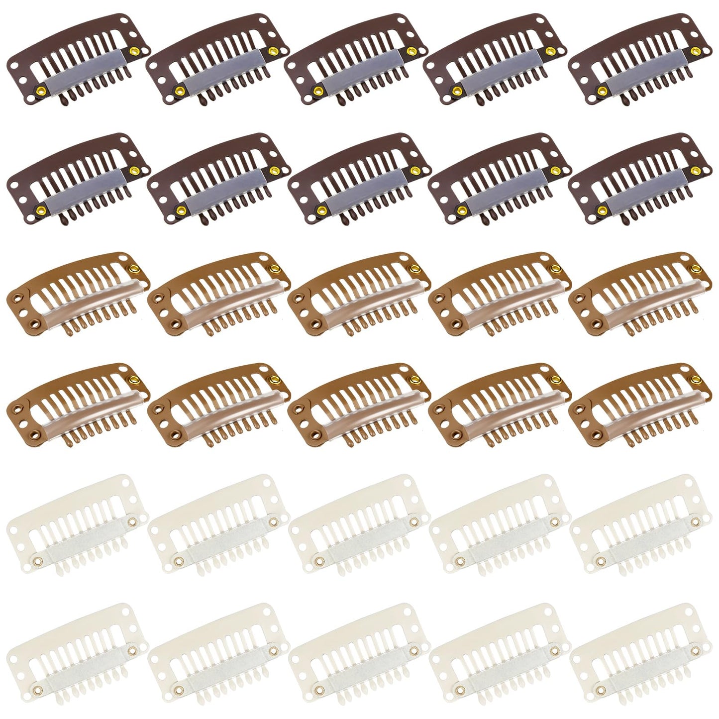 30 Pieces Hair Extension Clips With 9 Teeth (32 Mm) - Small Snap Clips And Combs For Diy Women'S Hair Extensions (Multicolor)