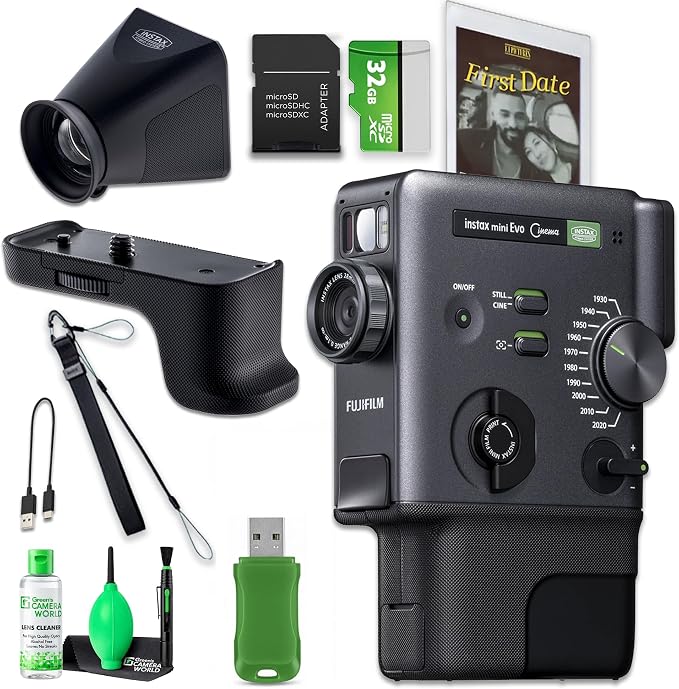 FUJIFILM instax mini Evo Cinema Hybrid Instant Camera Viewfinder, Hand Strap