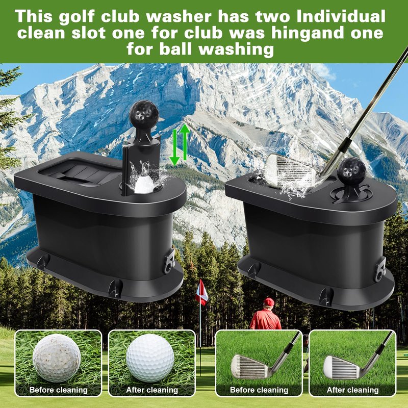Orle Oko Golf Cart Ball Washer and Club Cleaner Kit with Mounting Bracket, Golf Ball Washer Cleaner for EZGO, Club Car, Yamaha, Advanced EV, Star EV, Universal & Detachable