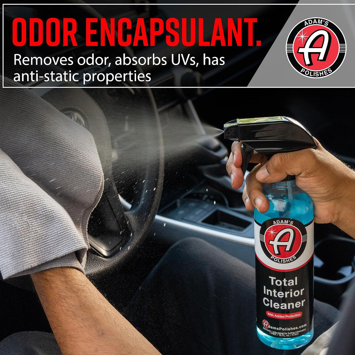 Adam's Polishes Interior Cleaner & Protectant (16oz) (2-Pack), Quick Detailer & SiO2 Protection, Ceramic Infused UV Protection, Anti-Static, For Leather, Vinyl, Plastics, Glass