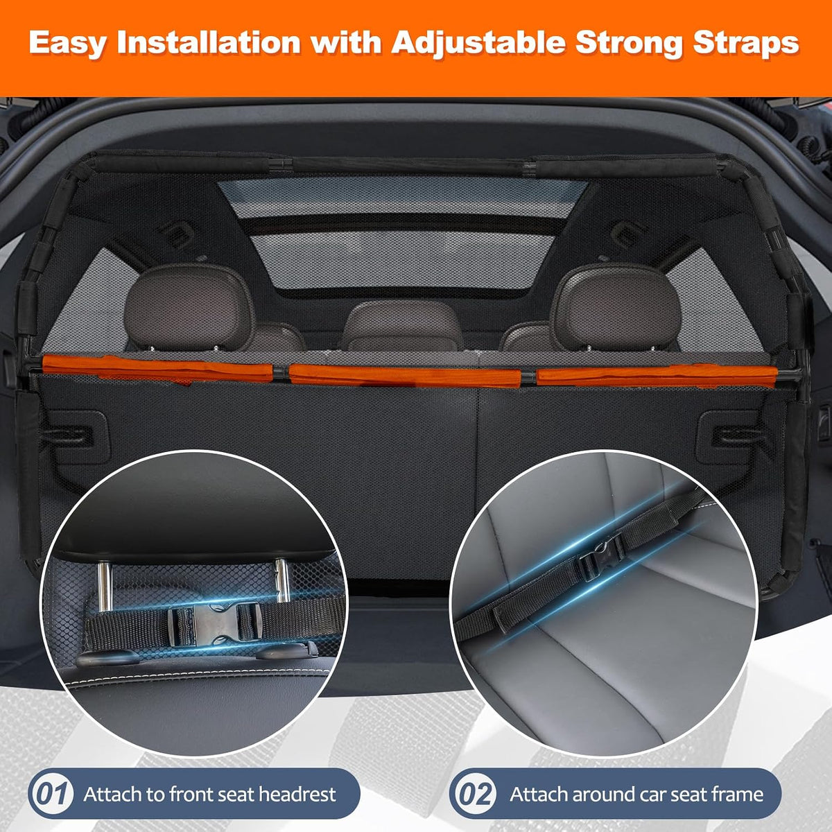 Dog Car Barrier for Back Seat & Trunk - 46" Wide for Compact SUV and Cars