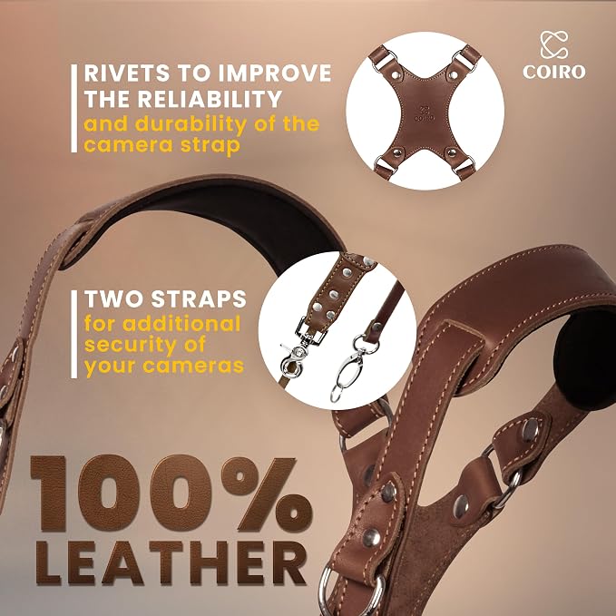 C Coiro Dual Camera Harness Shoulder Leather Camera Strap
