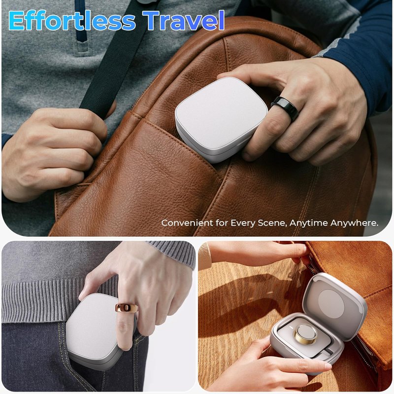 Portable Charging Case for Oura Ring 4 & 3 Charger, 1000mAh Battery Capacity Supports 30-Day Long Runtime, Fits All Ring Sizes |Charges at Your Desk or on the go (Official Charger Not Included)