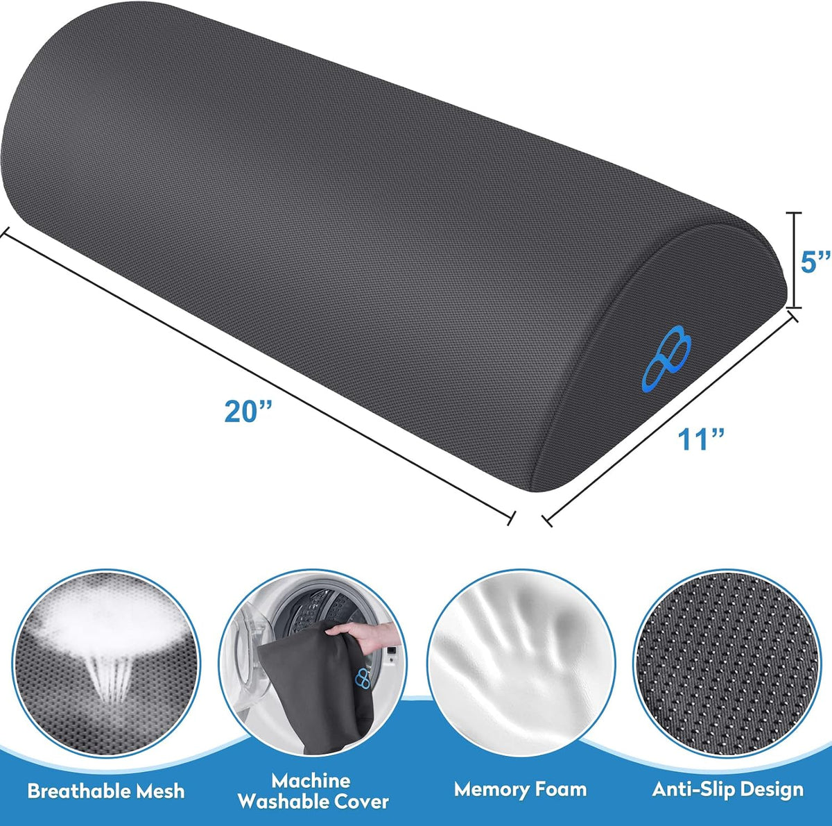 Foot Rest Ergonomic Pillow for Under Desk at Work, Grey/X-Large