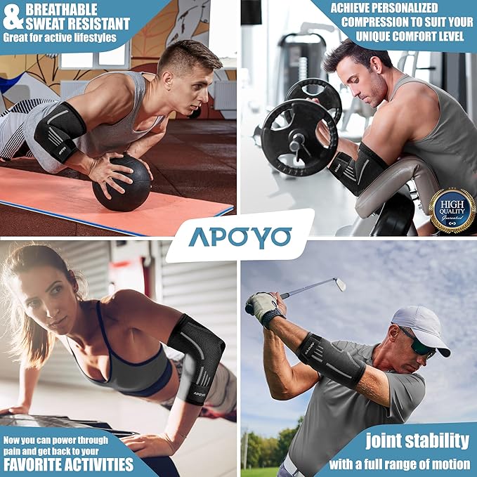 APOYO Elbow Brace for Tendonitis and Tennis Elbow, (Pair) Compression Sleeve for Arthritis, Workouts, Reduce Joint Pain During Fitness Activity (X-Large)