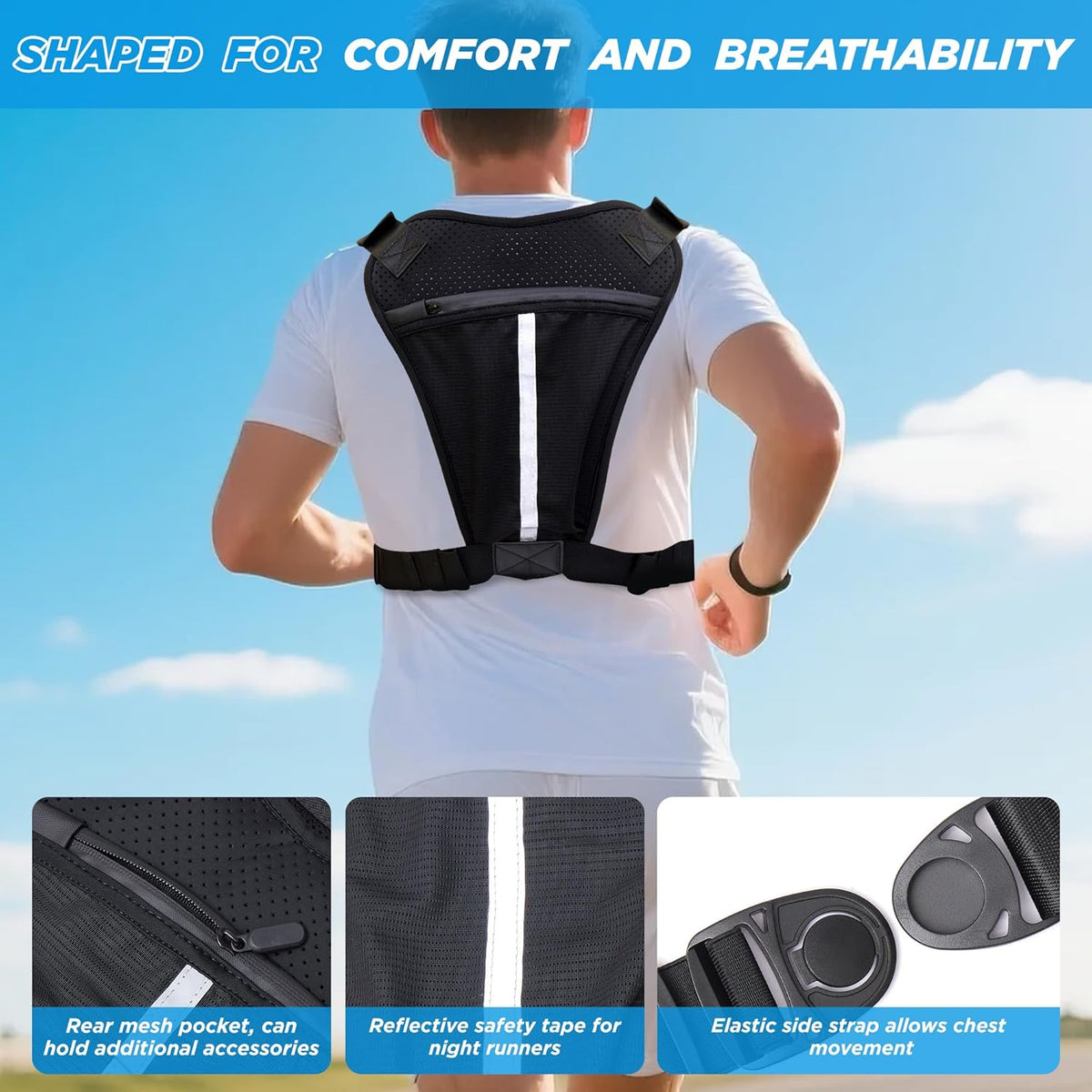 Skiennix Chest Bag for Men - Lightweight No-Bounce Running Pack | Water-Resistant Reflective Pouch