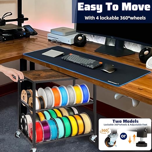 3D Printer Stand with Filament Storage Rack, Sturdy Wooden 3D Printer Table