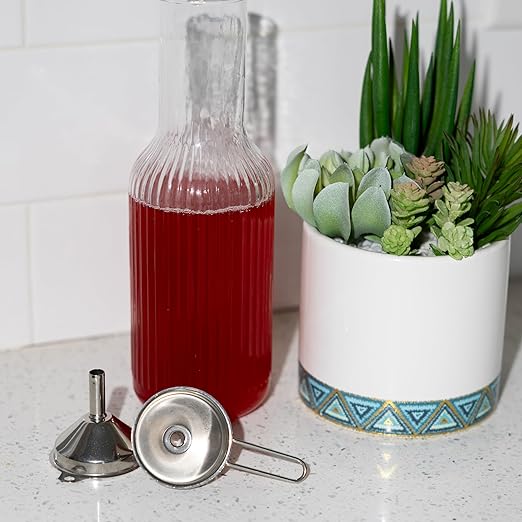 Fox Run Metal Kitchen Funnels, Set of 2 Mini 2" Wide Bottle Funnels, Stainless Steel