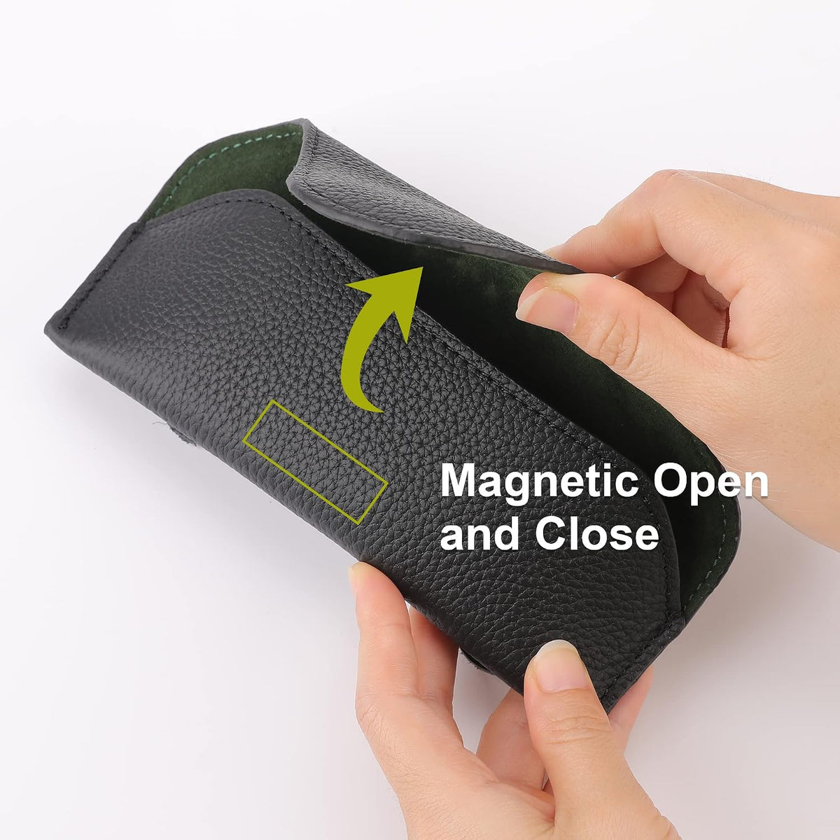 Magnetic Sunglass Holder for Car Visor Clip, Leather Car Glasses Holder, Visor Accessories Eyeglasses Holder Glasses Storage Case (01-Black)