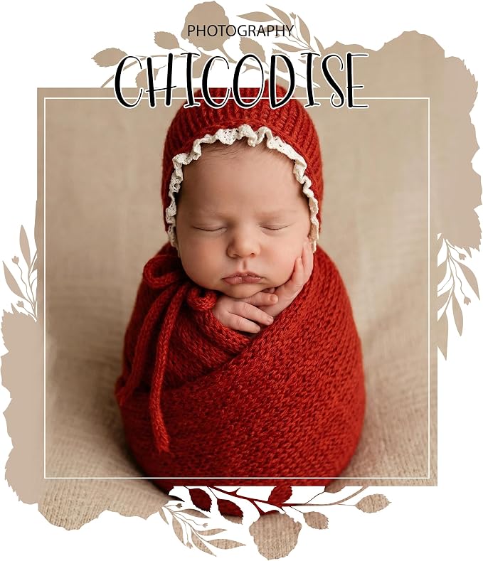 Newborn Photography Props Wraps & Ruffle Edge Bonnet