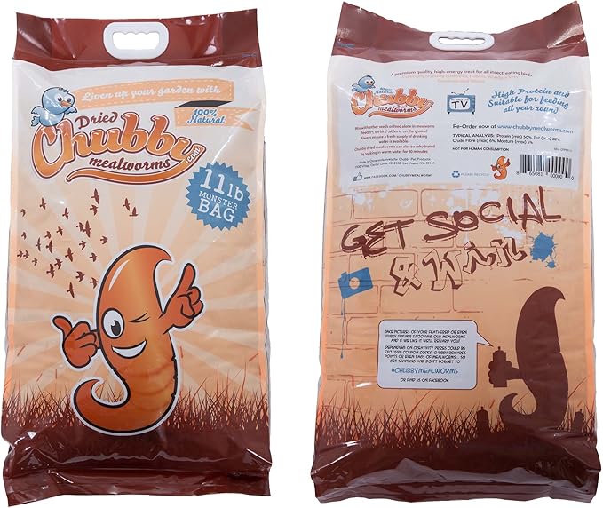 Chubby Mealworms 55Lb Bulk Dried Mealworms High Protein Treat for Chickens, Birds, Ducks and Much More