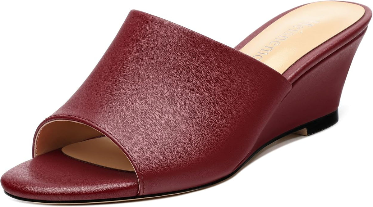 Wedge Sandals for Women Open Toe Wedge Heels Womens Matte High Heel Sandal Round Toe Heeled Wedge Sandals Slip on Casual shoes 2 inch