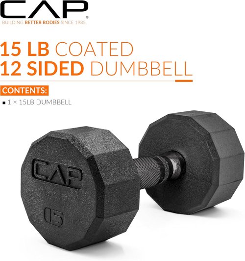 CAP Barbell Coated Hex Dumbbell - Versatile Weight Options | 10-120 lbs | Durable Design