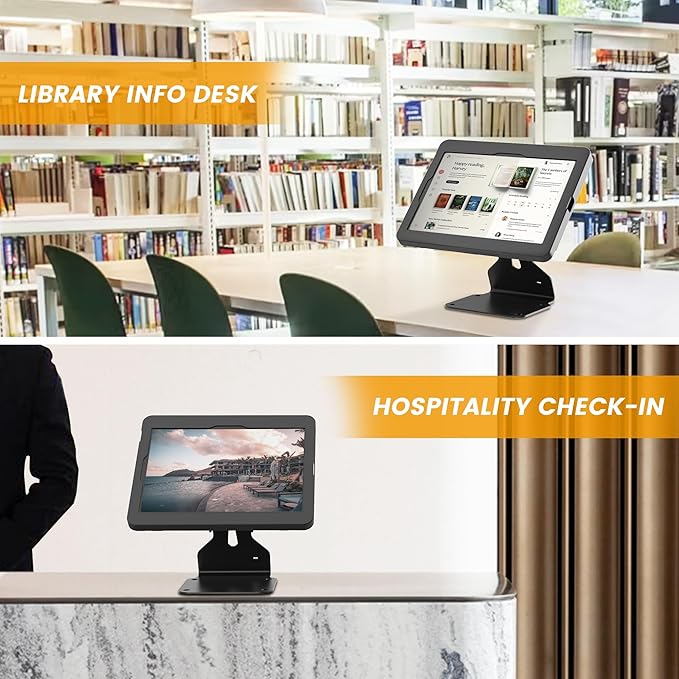 iPad POS Stand for Desk Heavy Metal Flip Lockable Rotate Swivel for iPad 10th