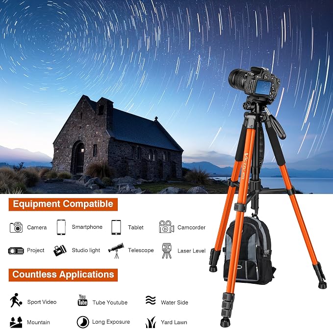 Tripod for Camera, Professional Heavy Duty Compact Camera Stand for Phone