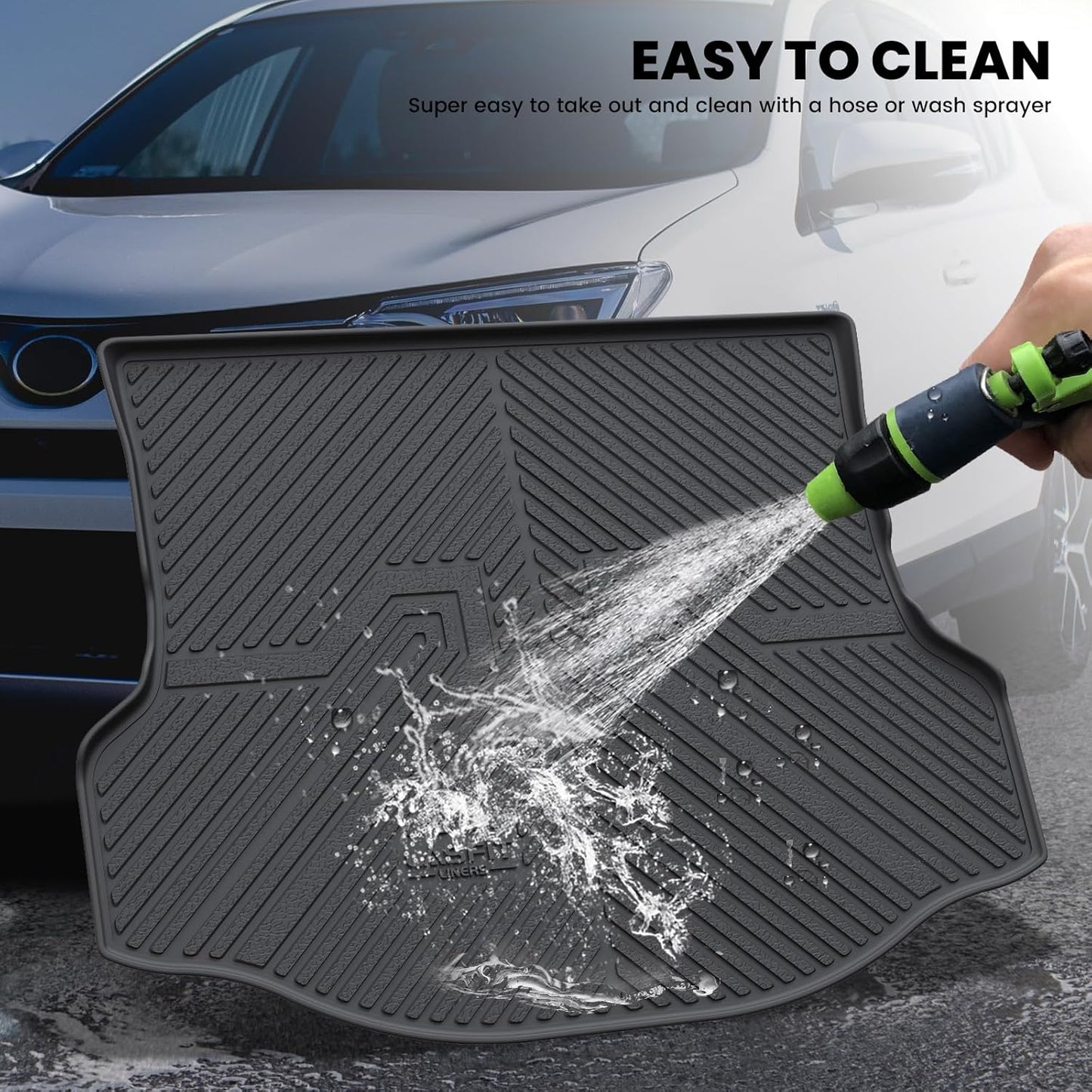 LASFIT Cargo Mat Fit for Toyota RAV4 2013-2018 TPE All Weather RAV4 Hybrid and Gasoline Trunk Mat 2013 2014 2015 2016 2017 2018 Custom Fit Rear Cargo Liner, Black