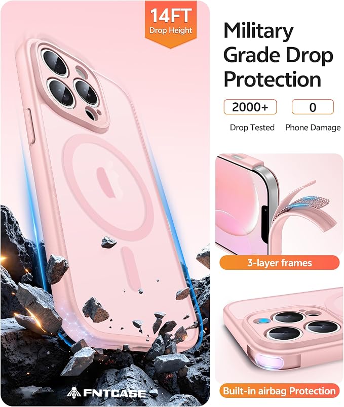 FNTCASE for iPhone 13 Pro Case: Magnetic Translucent Matte Slim Cases