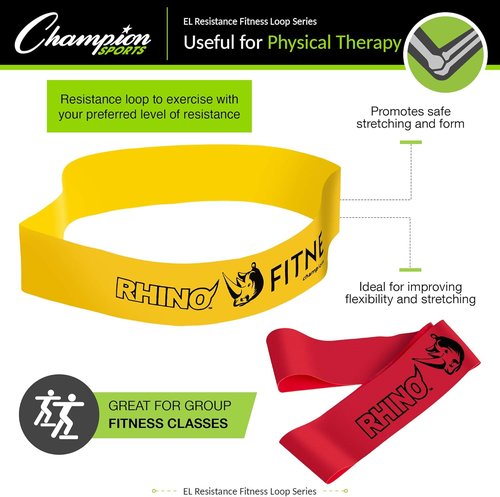 Champion Sports Stretch Loop Bands - Durable Resistance Bands for Strength Training & Rehabilitation | Light to Heavy Resistance