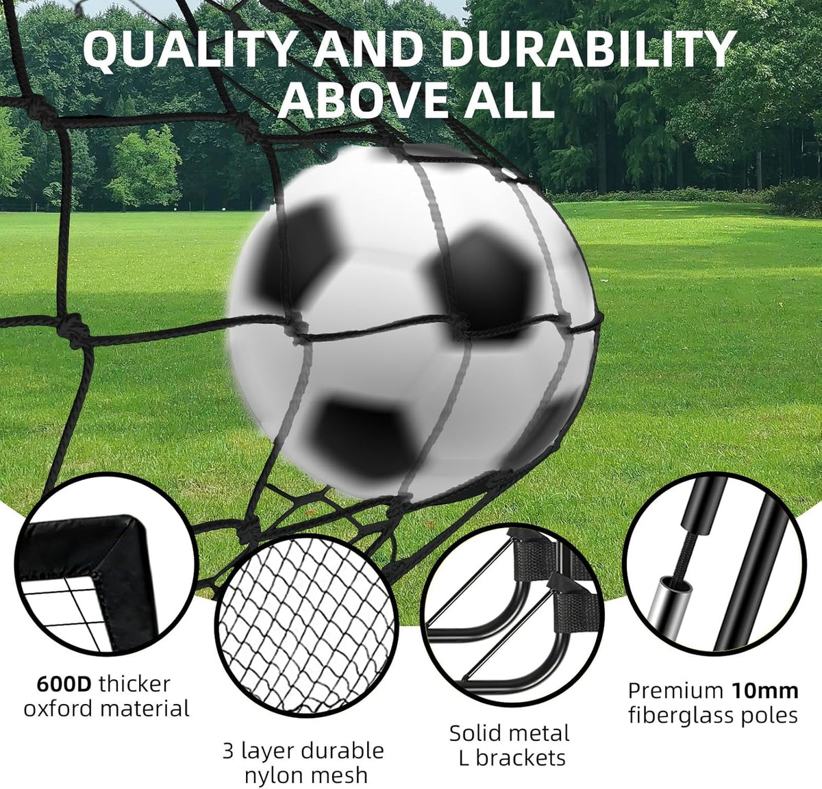 Skiennix Soccer Goal - 6x4ft Portable Pop-Up Soccer Net Set with Ball, Ladder & Cones for Backyard Training